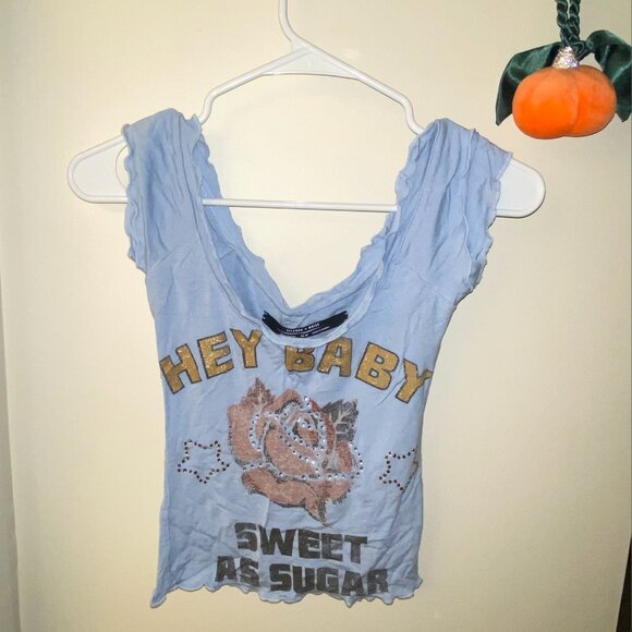Urban Outfitters Baby Blue Vintage Retro Top - Picture 2 of 3